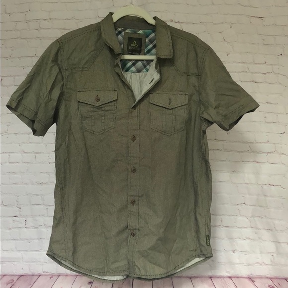 Prana 100% Organic Cotton Short Sleeve Button Up - Picture 1 of 8